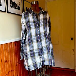 Tulip plaid flannel tunic top